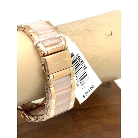 Michael Kors Womens Watch MK5896 Quartz Chronograph 39mm Rose Gold Steel Plastic - Picture 11 of 15